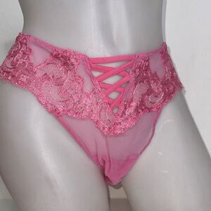 Victoria's Secret Pink Lace Panties Brazilian Sz L NWT
